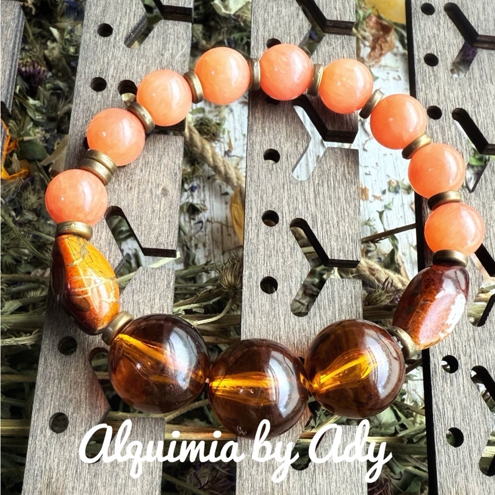 OVERSIZED Vibrant Orange and Rich Brown AMBER Bracelet